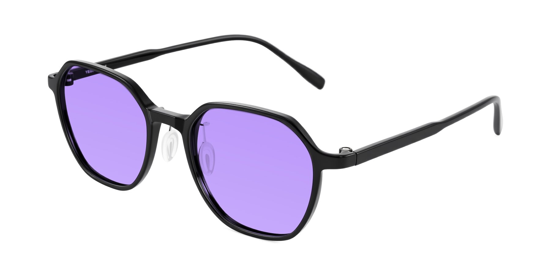 Angle of Alston in Black with Medium Purple Tinted Lenses