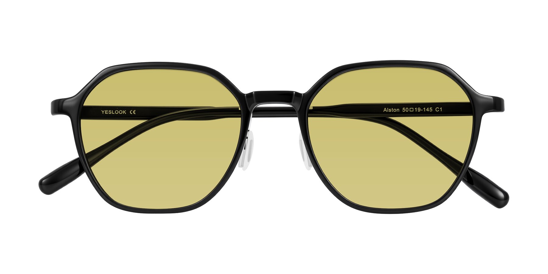 Folded Front of Alston in Black with Medium Champagne Tinted Lenses