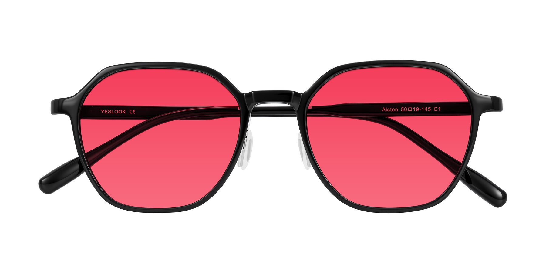 Folded Front of Alston in Black with Red Tinted Lenses