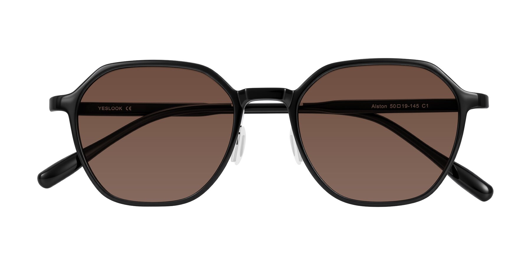 Folded Front of Alston in Black with Brown Tinted Lenses