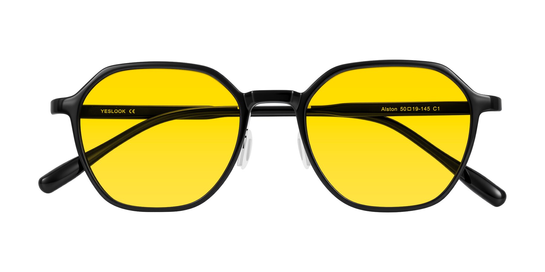 Folded Front of Alston in Black with Yellow Tinted Lenses