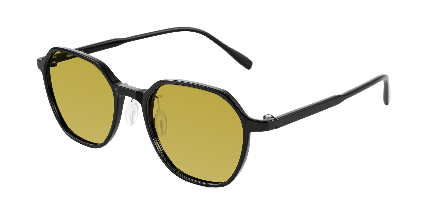 Angle of Alston in Black with Champagne Tinted Lenses