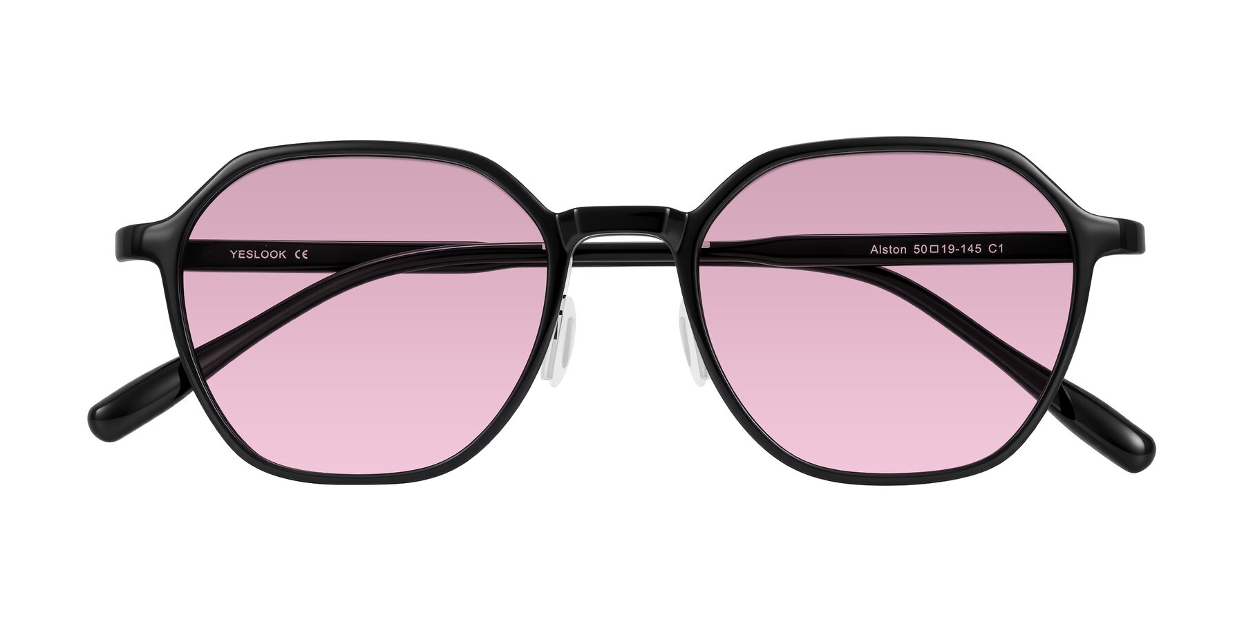 Folded Front of Alston in Black with Light Wine Tinted Lenses