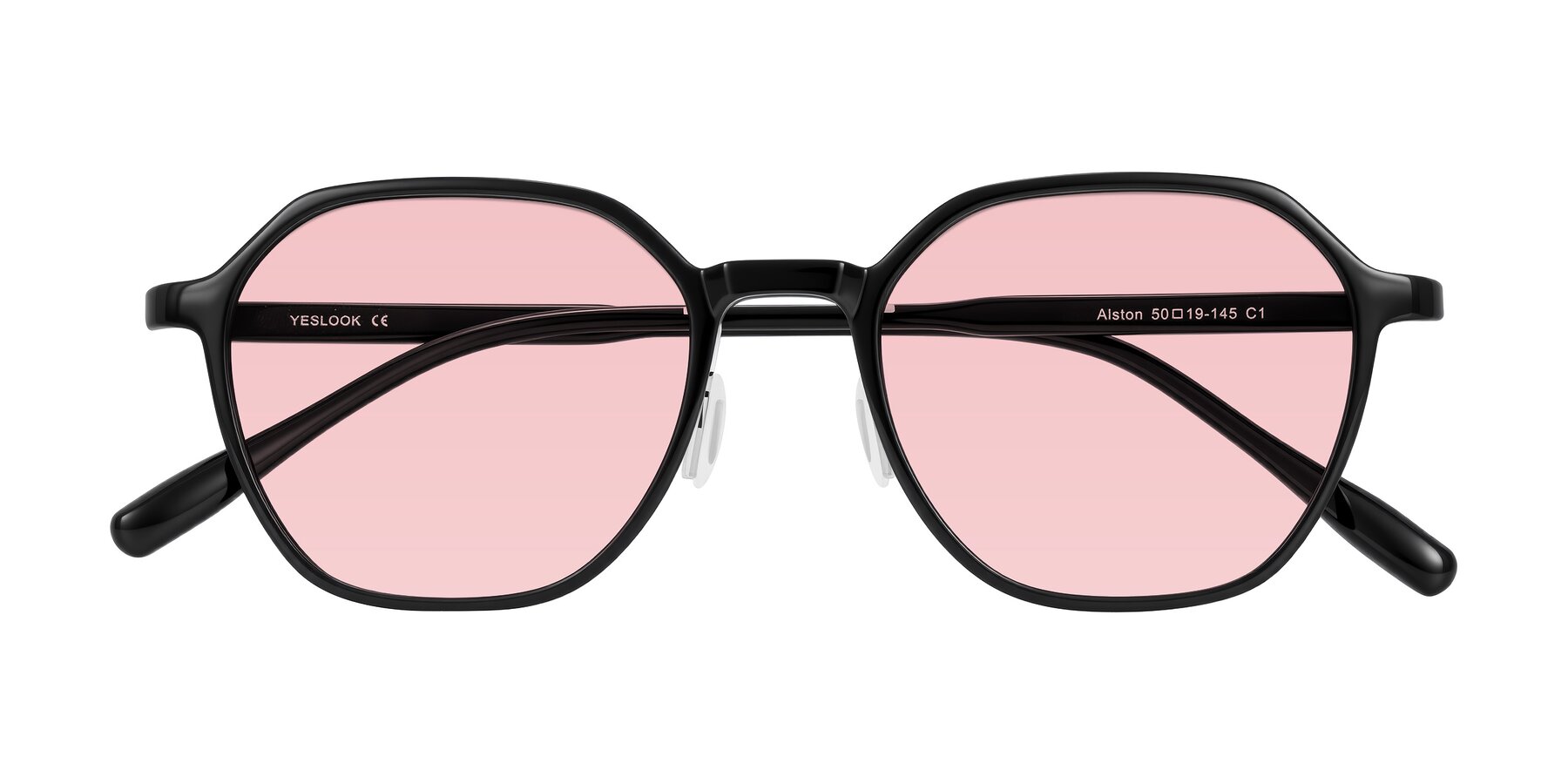Folded Front of Alston in Black with Light Garnet Tinted Lenses
