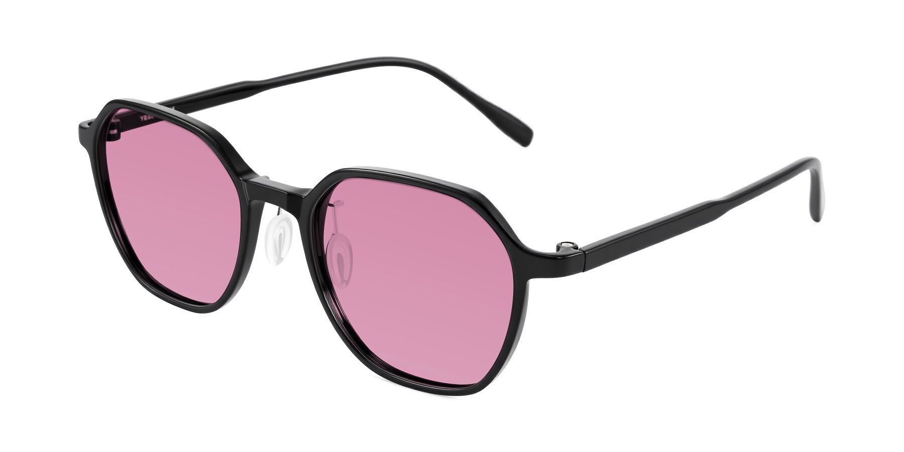 Angle of Alston in Black with Medium Wine Tinted Lenses