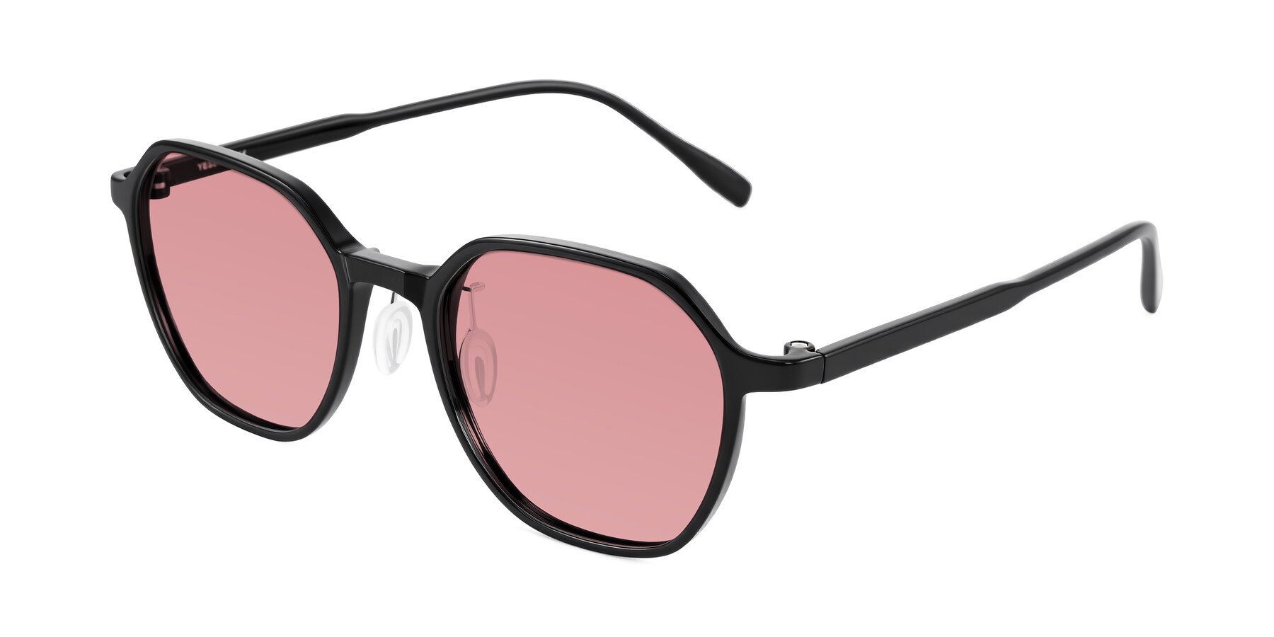 Angle of Alston in Black with Medium Garnet Tinted Lenses