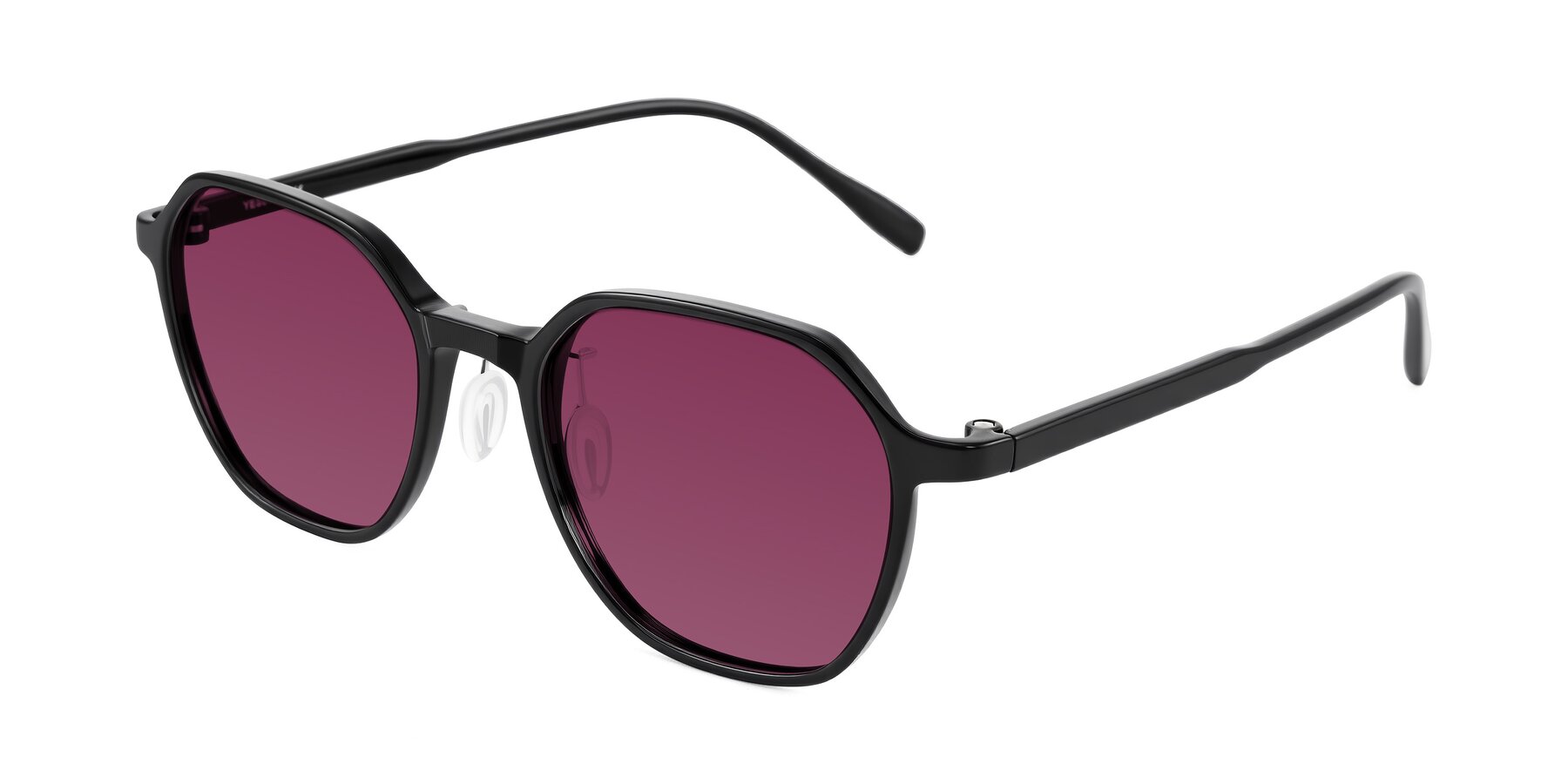 Angle of Alston in Black with Wine Tinted Lenses
