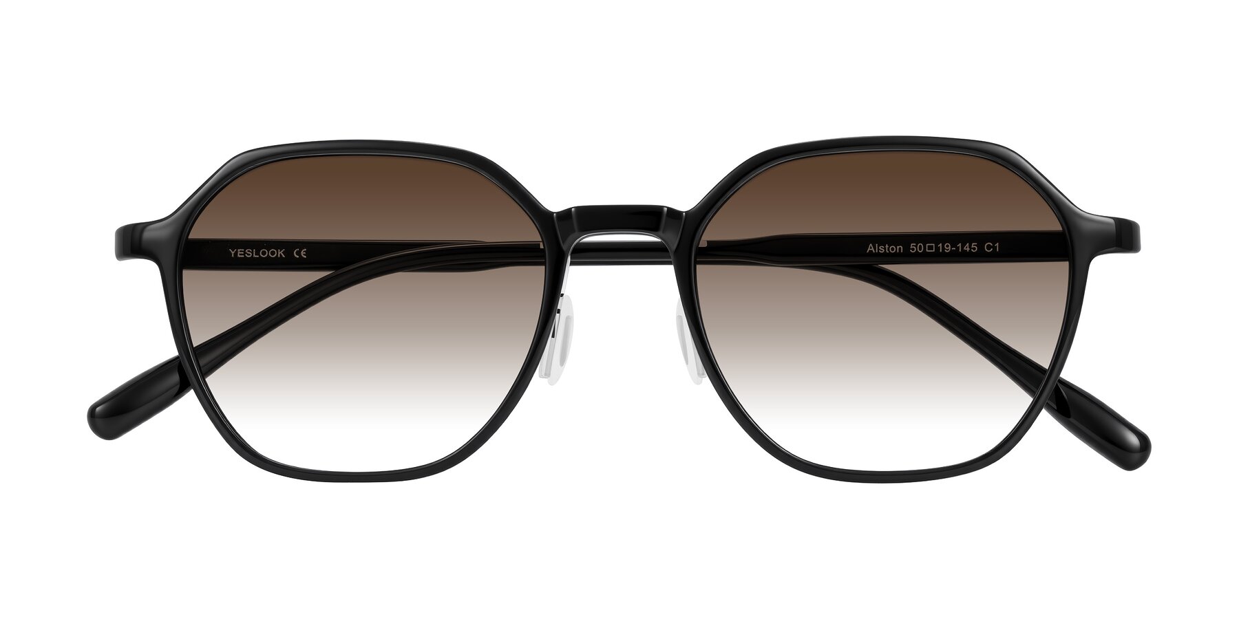Folded Front of Alston in Black with Brown Gradient Lenses
