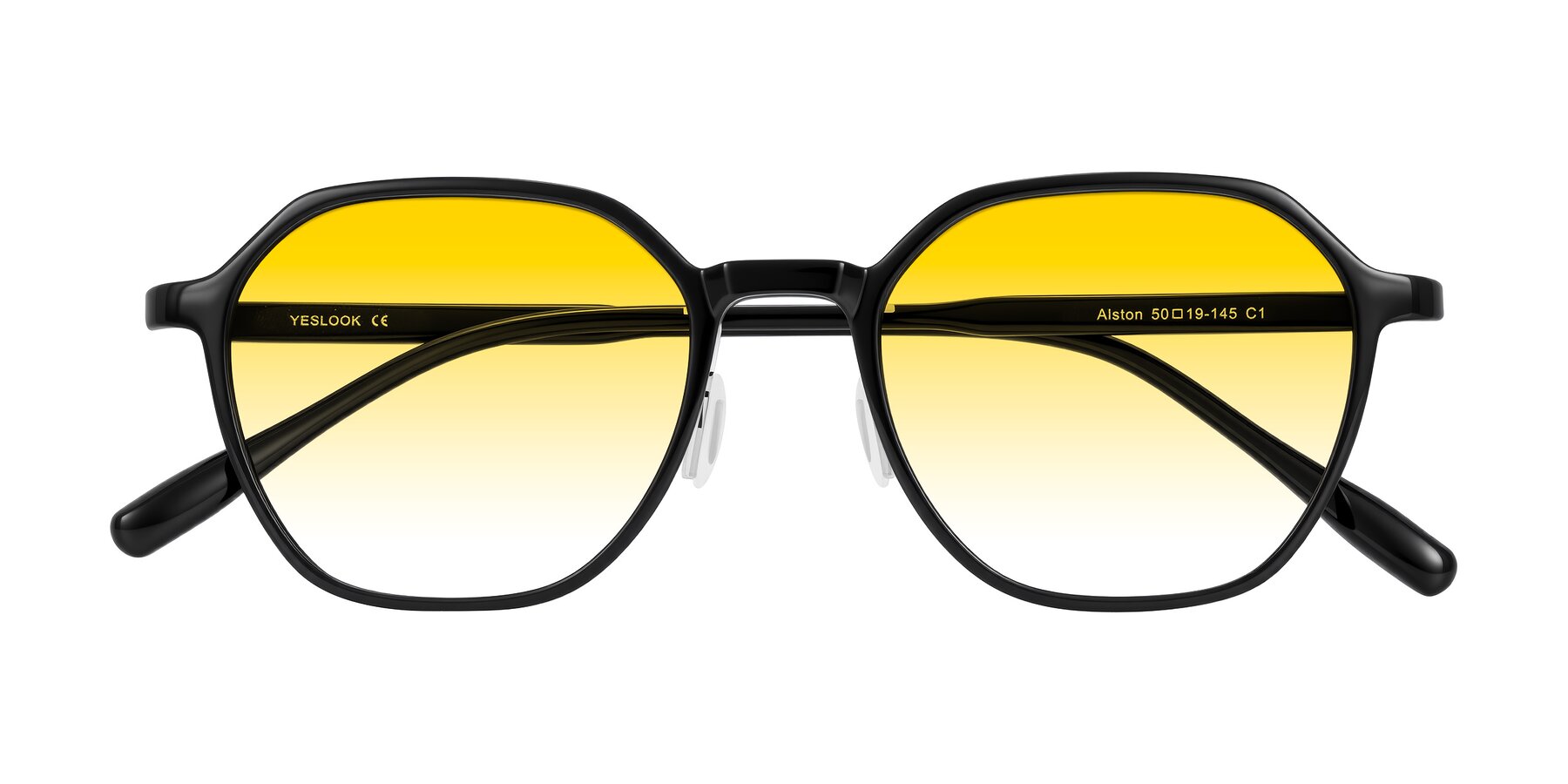 Folded Front of Alston in Black with Yellow Gradient Lenses