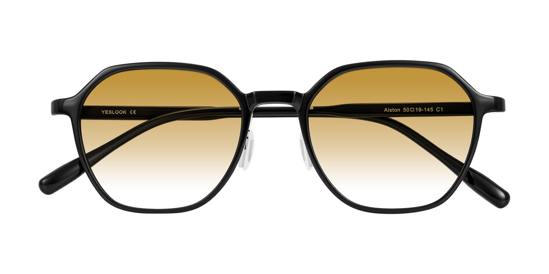 Folded Front of Alston in Black with Champagne Gradient Lenses