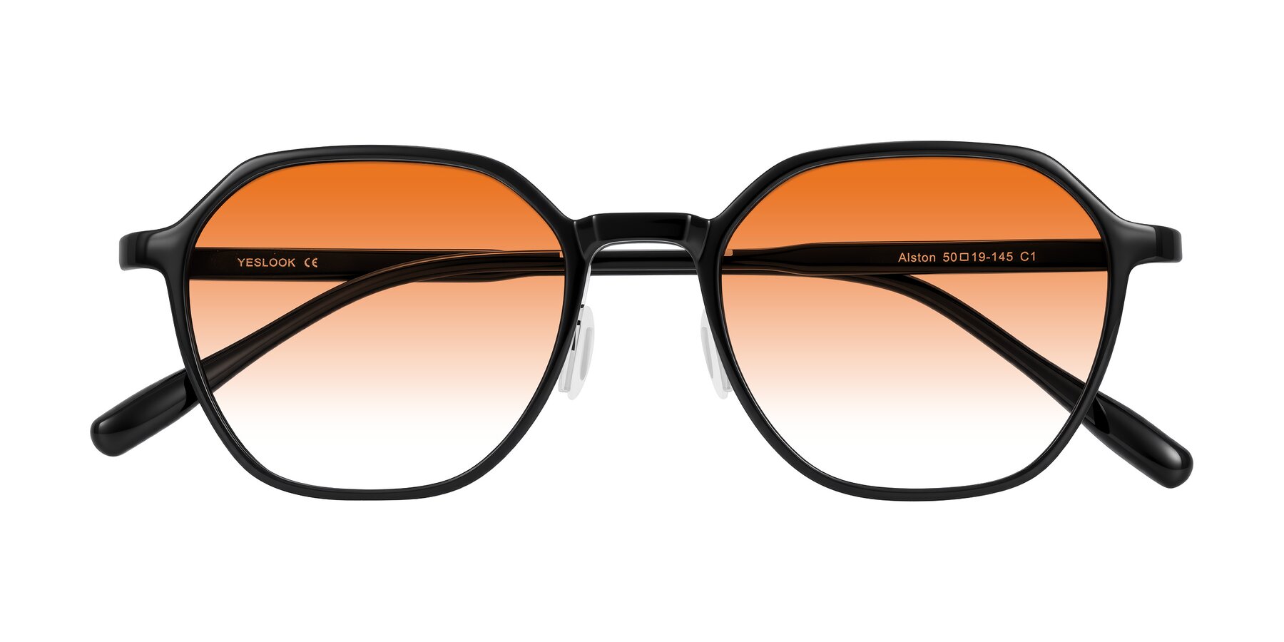 Folded Front of Alston in Black with Orange Gradient Lenses