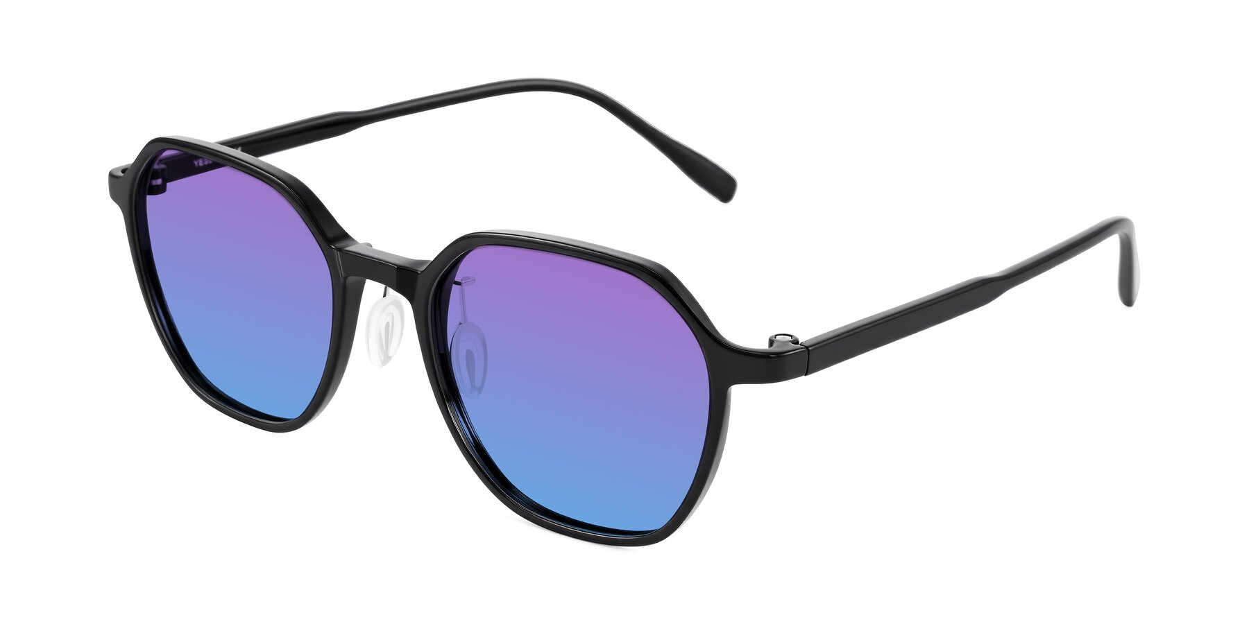 Angle of Alston in Black with Purple / Blue Gradient Lenses