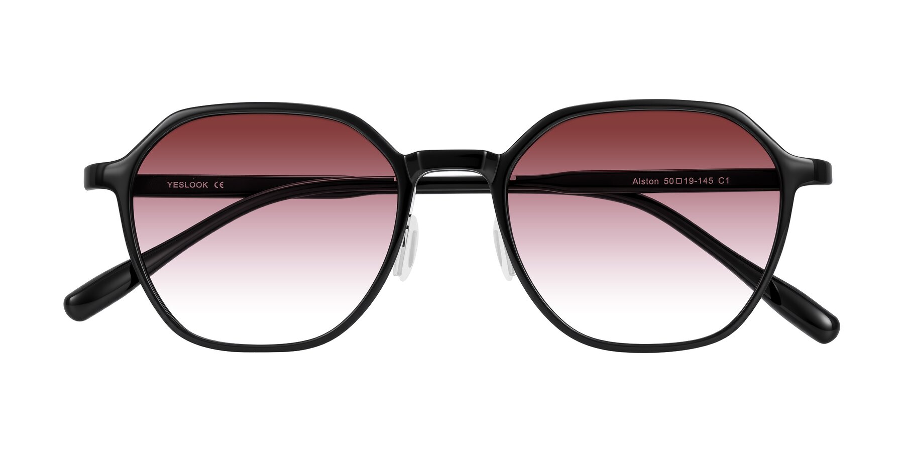 Folded Front of Alston in Black with Garnet Gradient Lenses