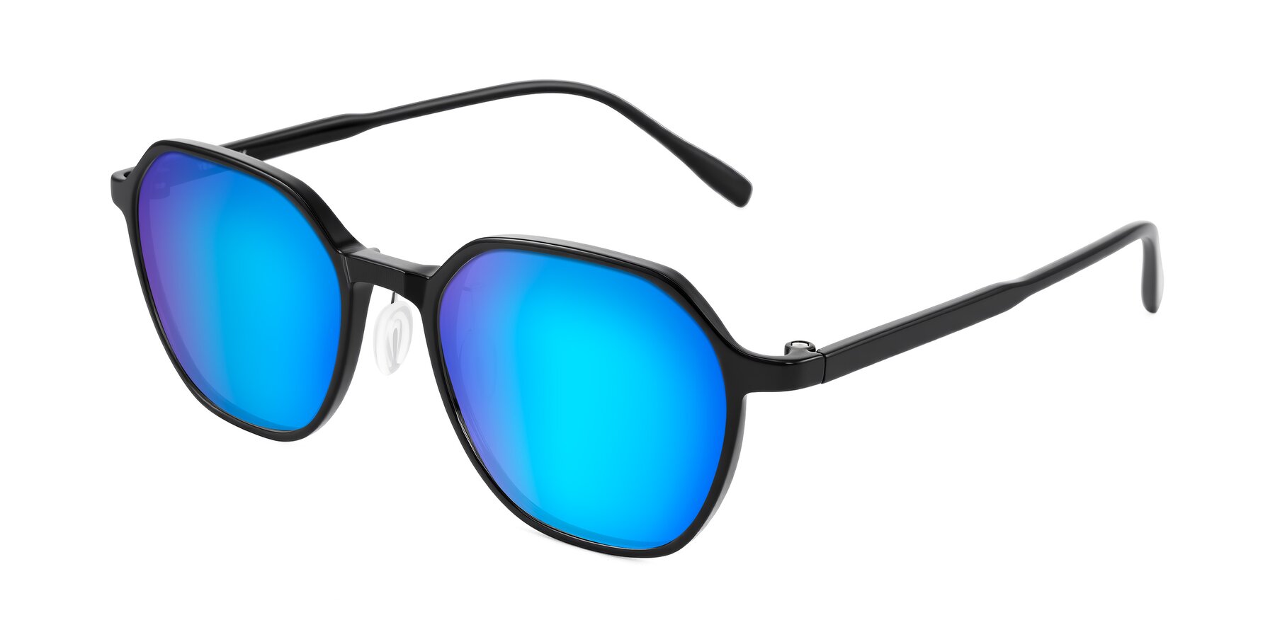 Angle of Alston in Black with Blue Mirrored Lenses