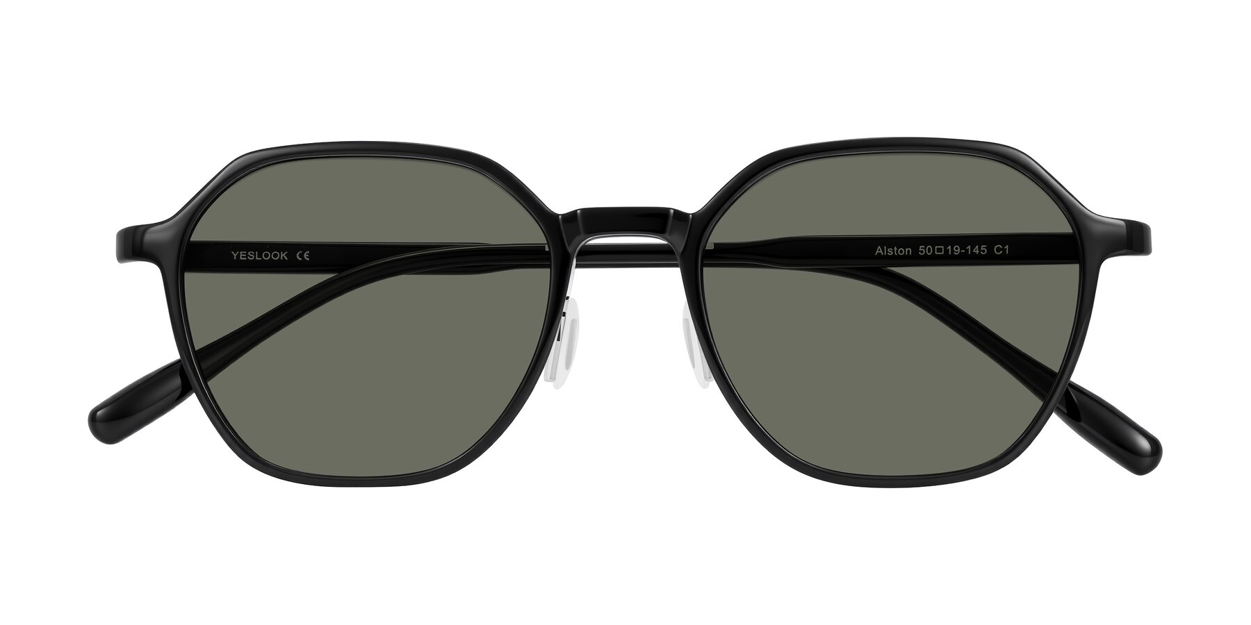 Folded Front of Alston in Black with Gray Polarized Lenses