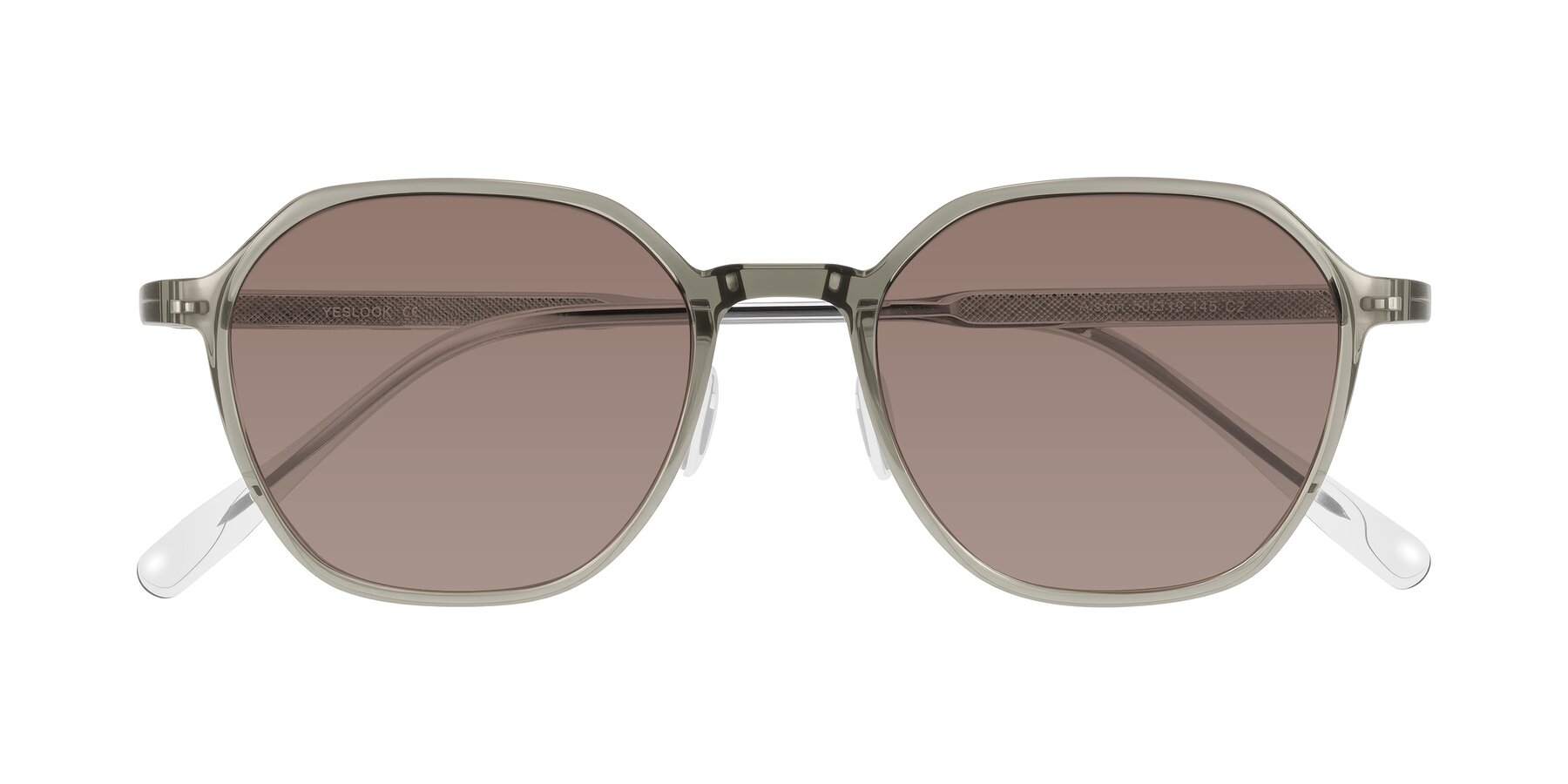 Folded Front of Alston in Light Green with Medium Brown Tinted Lenses