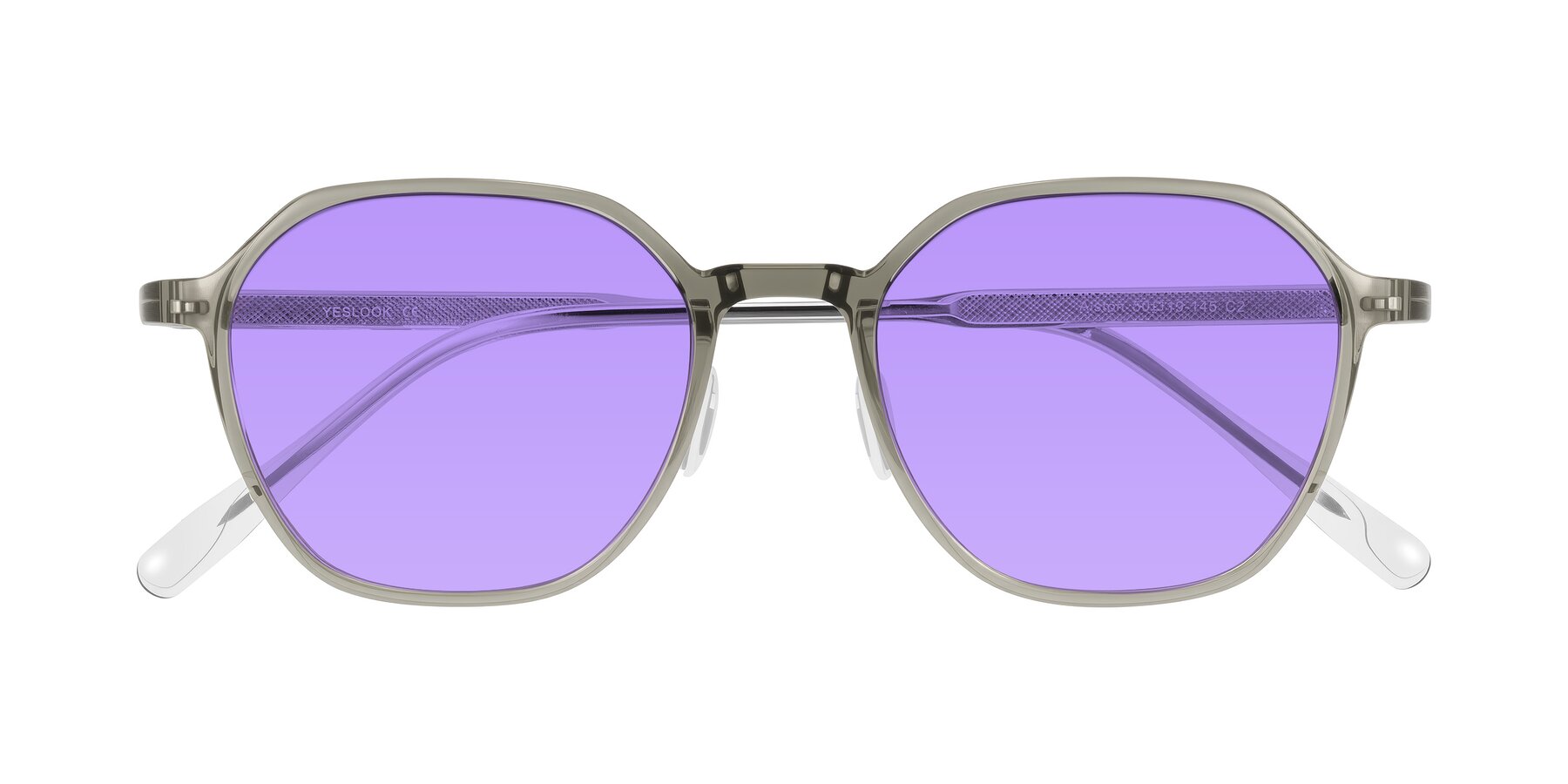 Folded Front of Alston in Light Green with Medium Purple Tinted Lenses