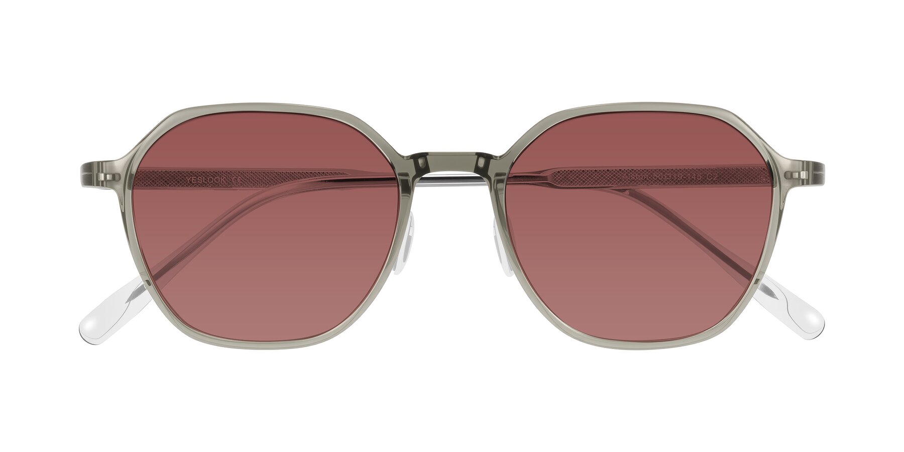 Folded Front of Alston in Light Green with Garnet Tinted Lenses
