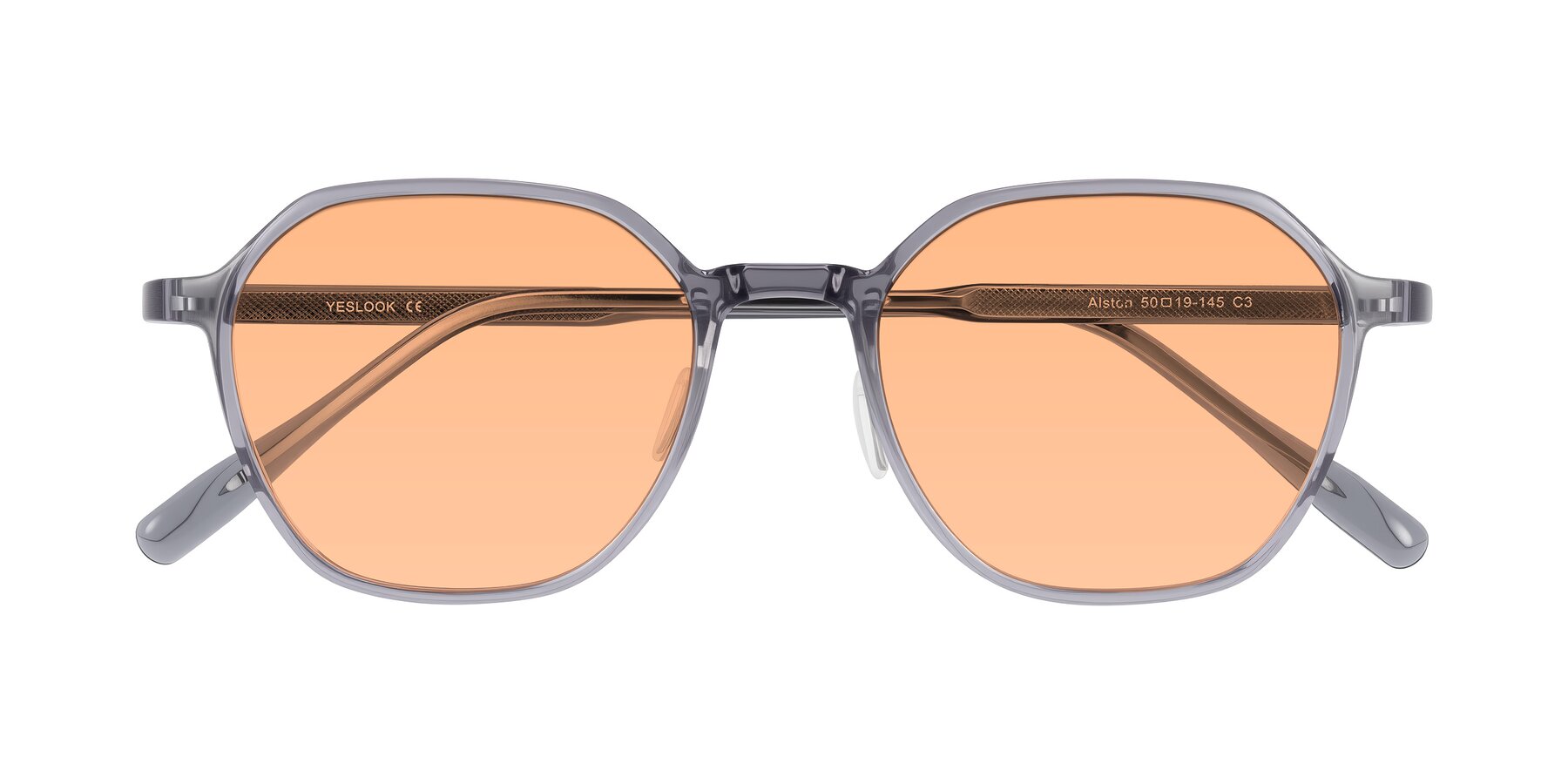 Folded Front of Alston in Light Purple with Light Orange Tinted Lenses