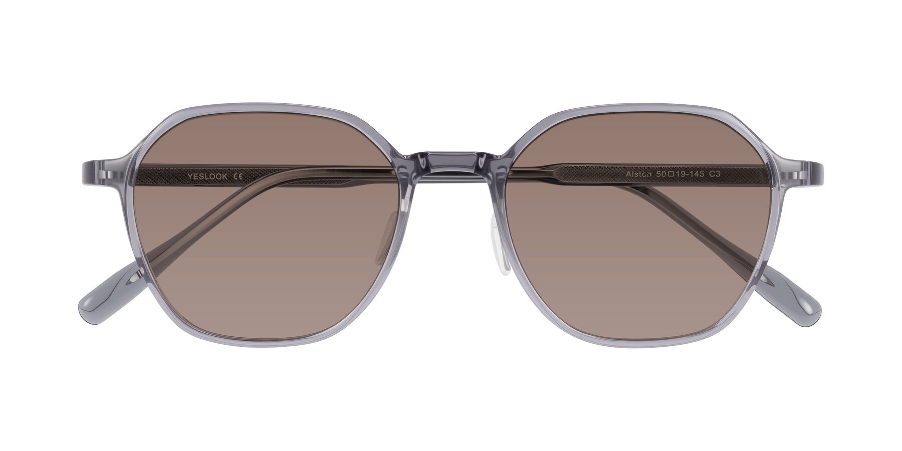 Folded Front of Alston in Light Purple with Medium Brown Tinted Lenses