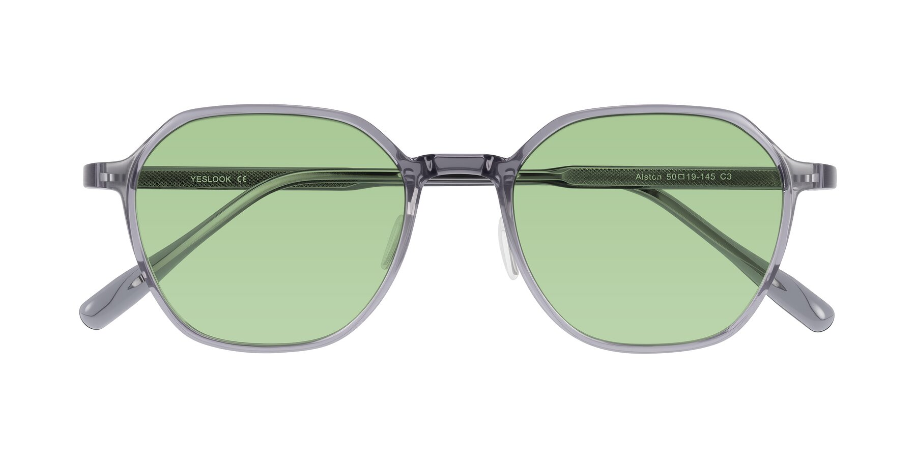 Folded Front of Alston in Light Purple with Medium Green Tinted Lenses