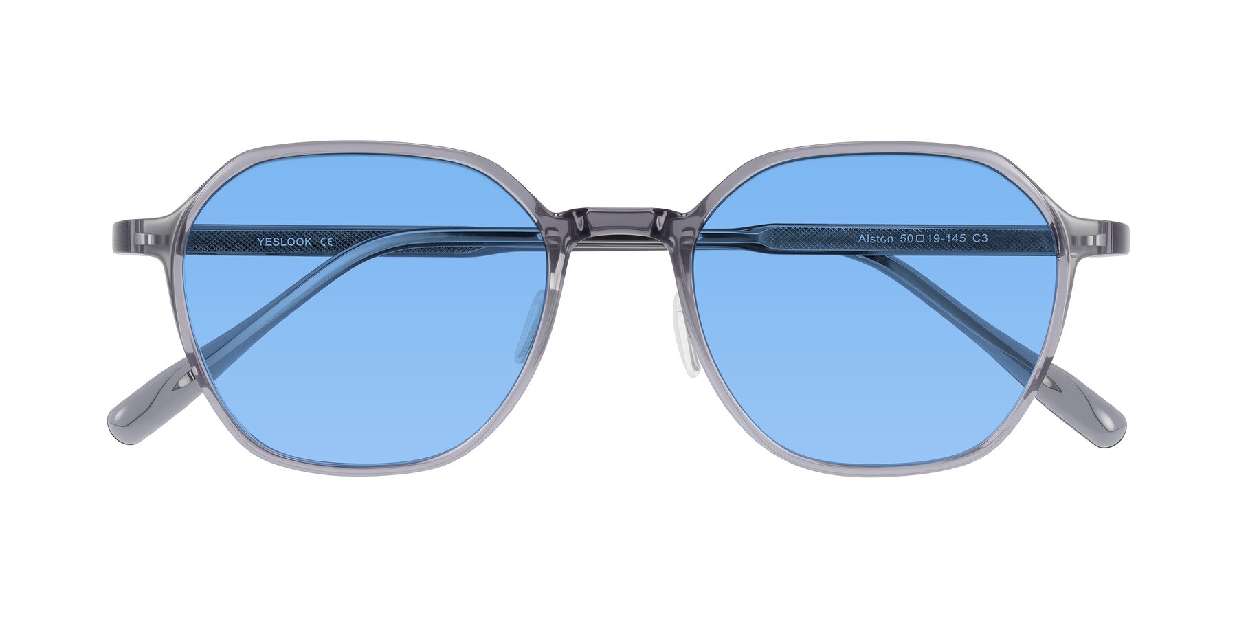 Folded Front of Alston in Light Purple with Medium Blue Tinted Lenses