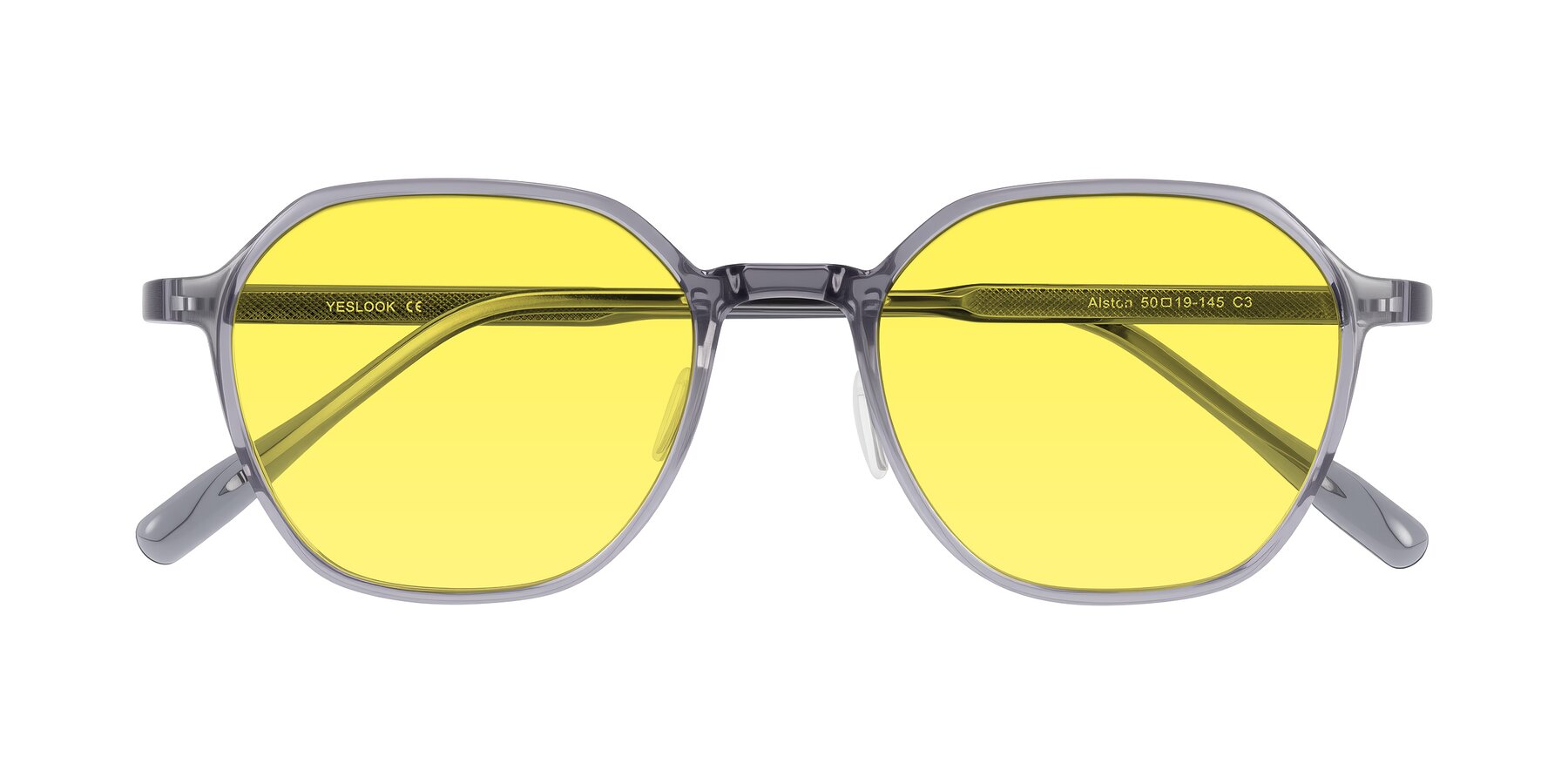 Folded Front of Alston in Light Purple with Medium Yellow Tinted Lenses