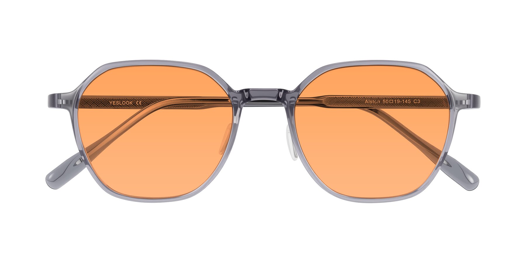 Folded Front of Alston in Light Purple with Medium Orange Tinted Lenses