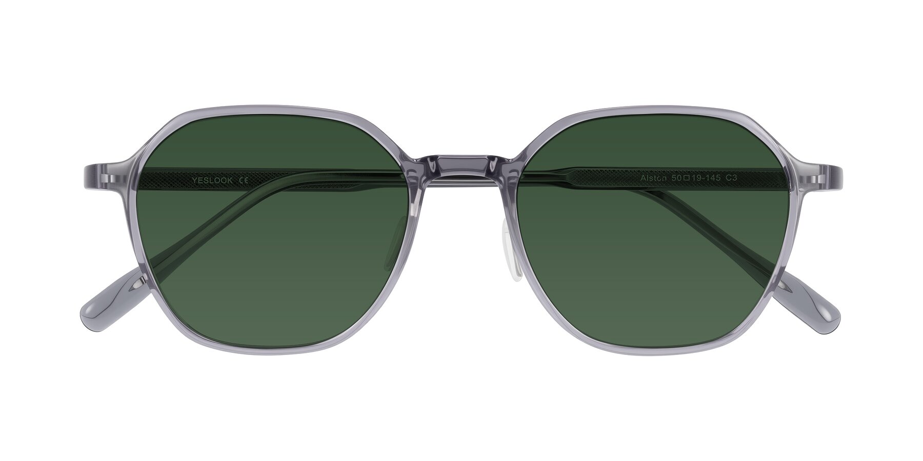 Folded Front of Alston in Light Purple with Green Tinted Lenses
