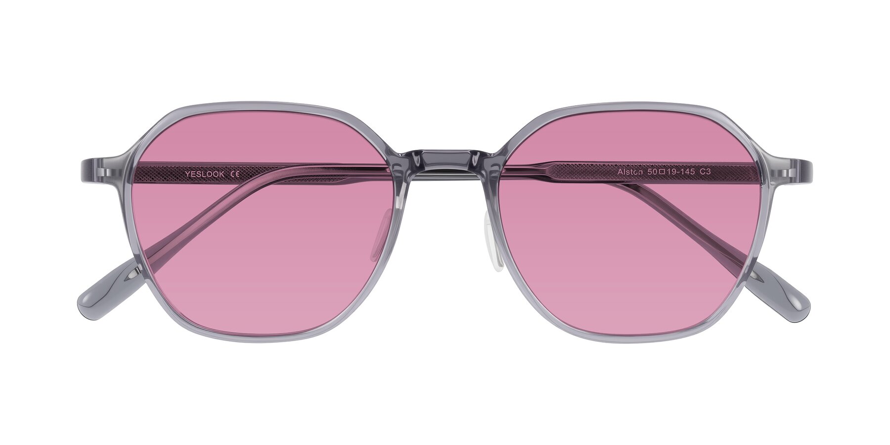 Folded Front of Alston in Light Purple with Medium Wine Tinted Lenses