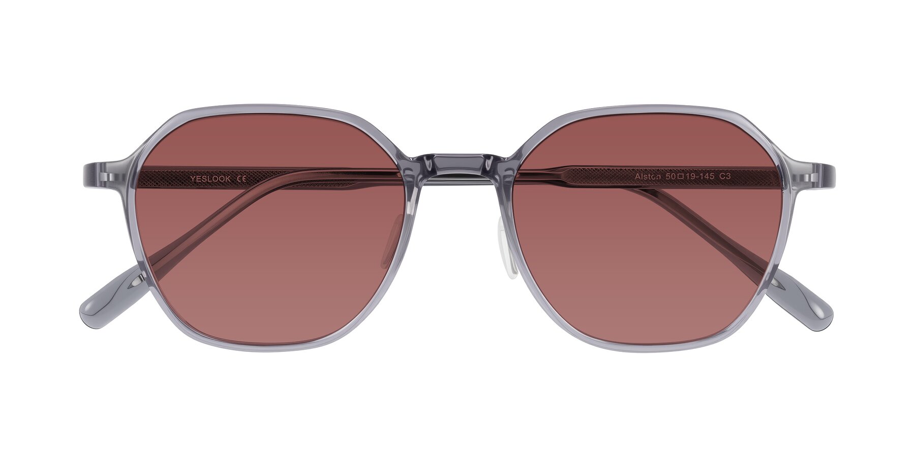 Folded Front of Alston in Light Purple with Garnet Tinted Lenses