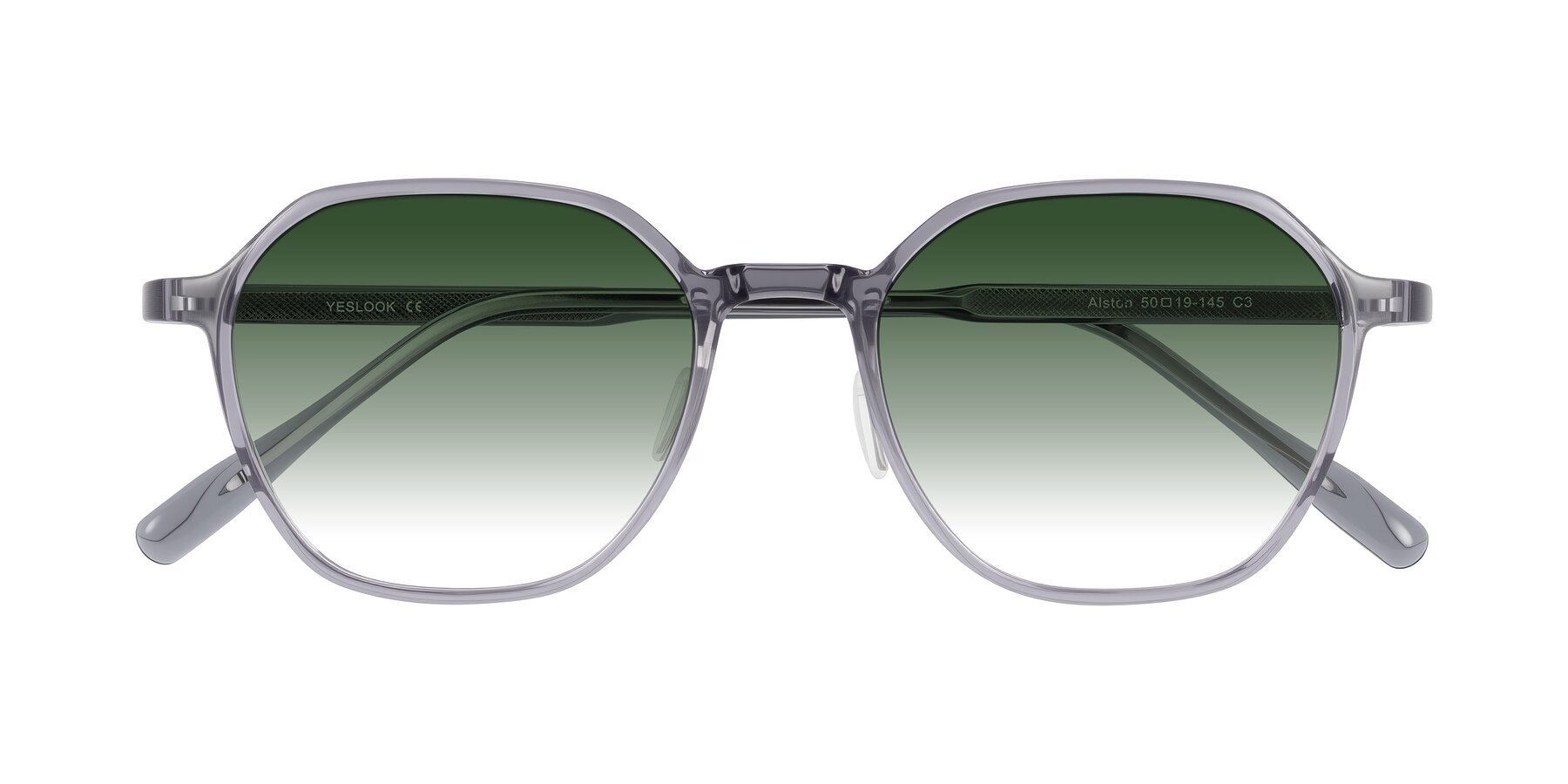 Folded Front of Alston in Light Purple with Green Gradient Lenses