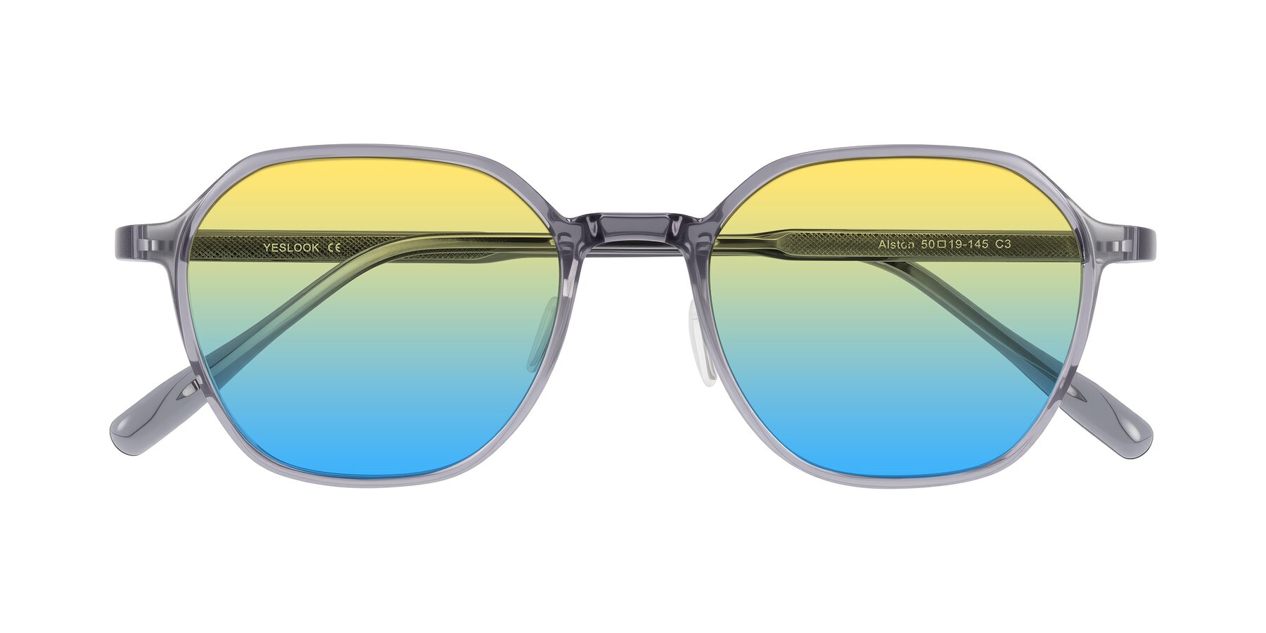 Folded Front of Alston in Light Purple with Yellow / Blue Gradient Lenses