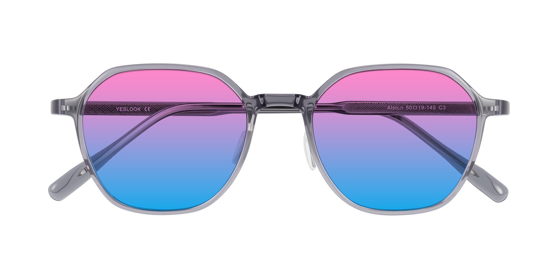 Folded Front of Alston in Light Purple with Pink / Blue Gradient Lenses