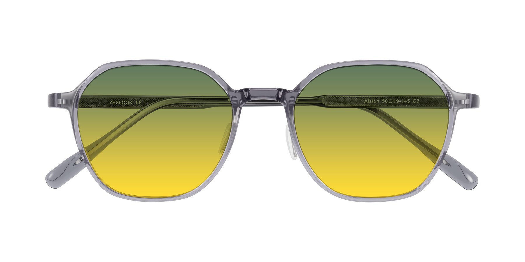 Folded Front of Alston in Light Purple with Green / Yellow Gradient Lenses