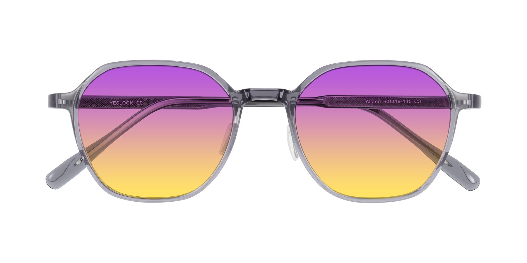 Folded Front of Alston in Light Purple with Purple / Yellow Gradient Lenses