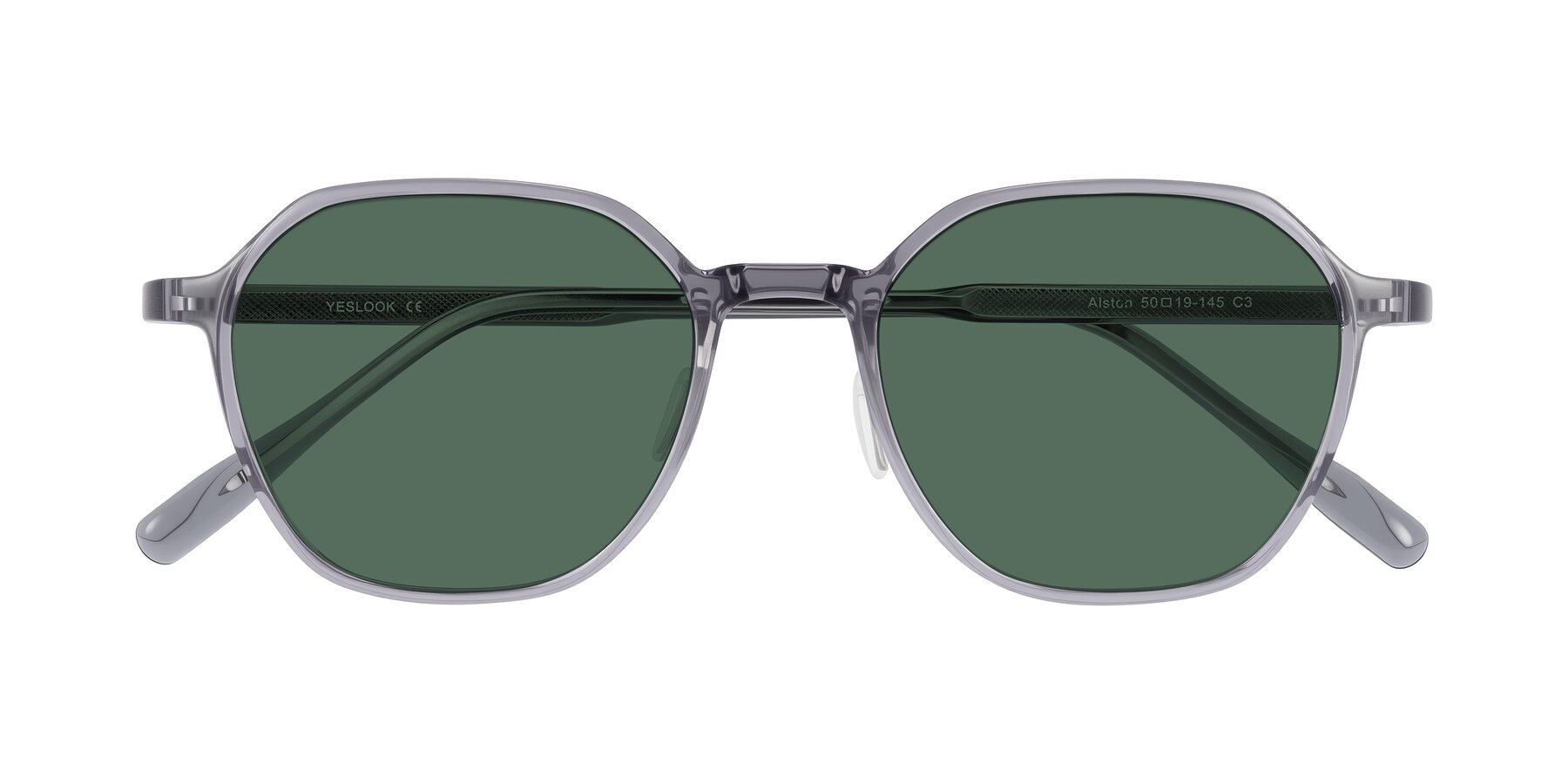 Folded Front of Alston in Light Purple with Green Polarized Lenses