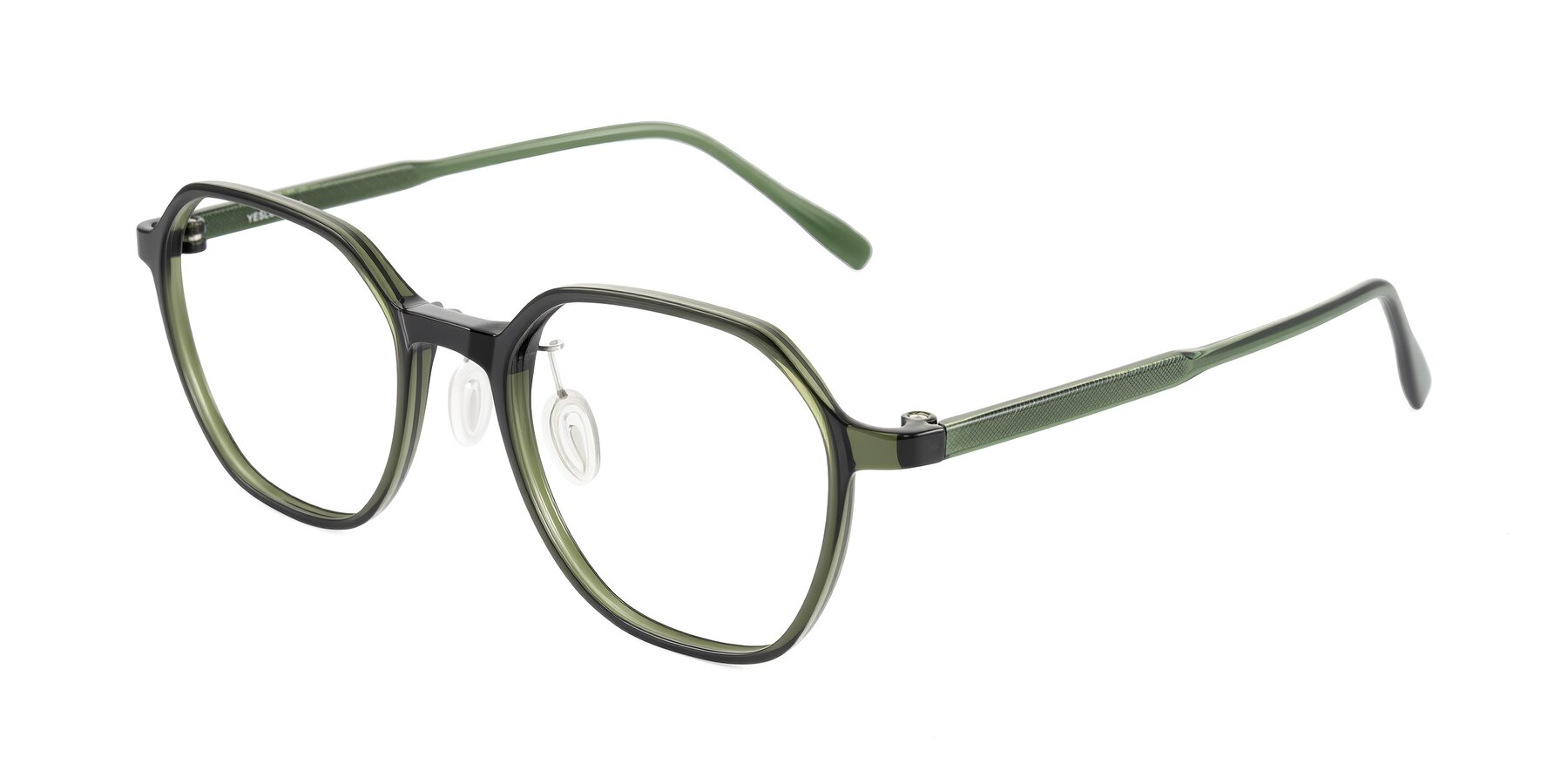 Angle of Alston in Dark Green with Clear Eyeglass Lenses