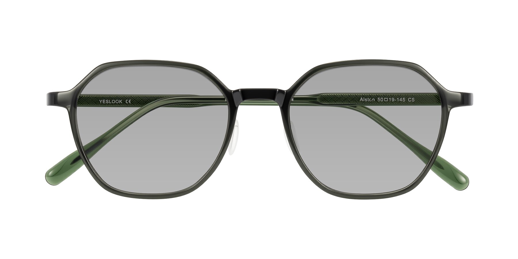 Folded Front of Alston in Dark Green with Light Gray Tinted Lenses