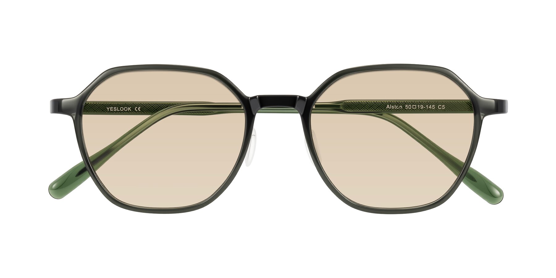 Folded Front of Alston in Dark Green with Light Brown Tinted Lenses
