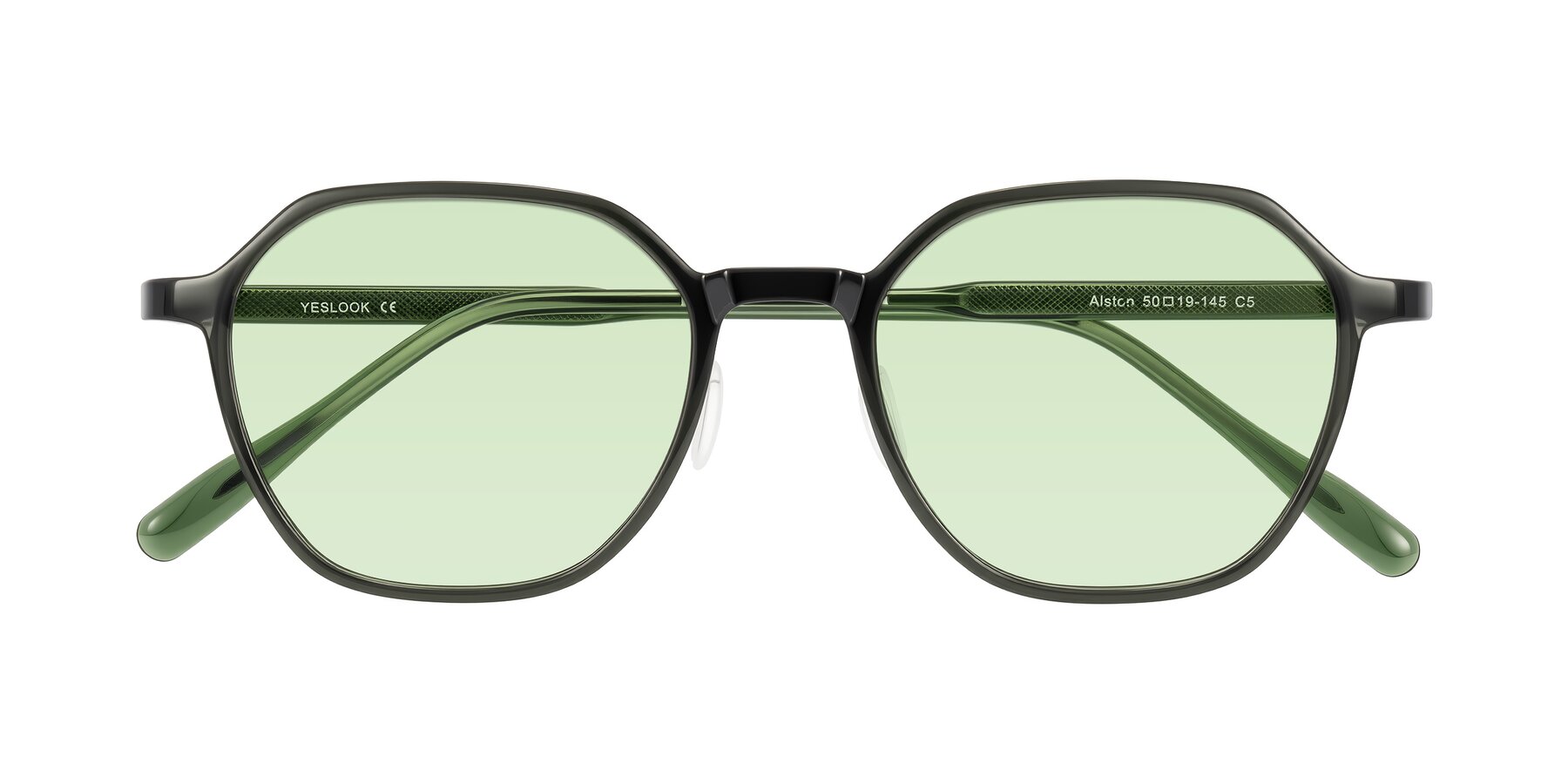 Folded Front of Alston in Dark Green with Light Green Tinted Lenses