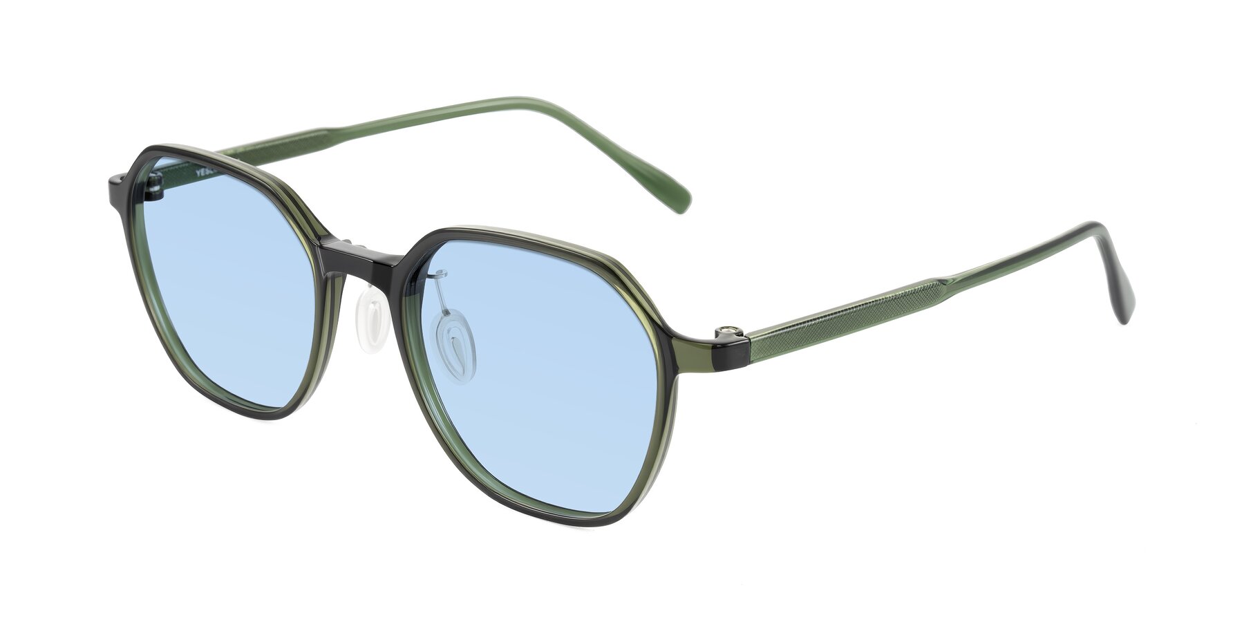 Angle of Alston in Dark Green with Light Blue Tinted Lenses