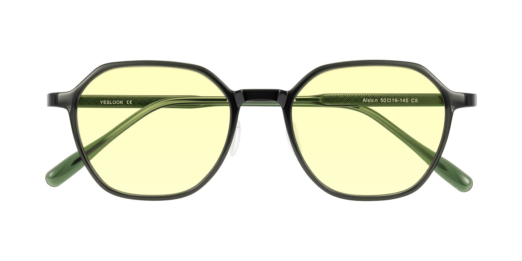 Folded Front of Alston in Dark Green with Light Yellow Tinted Lenses