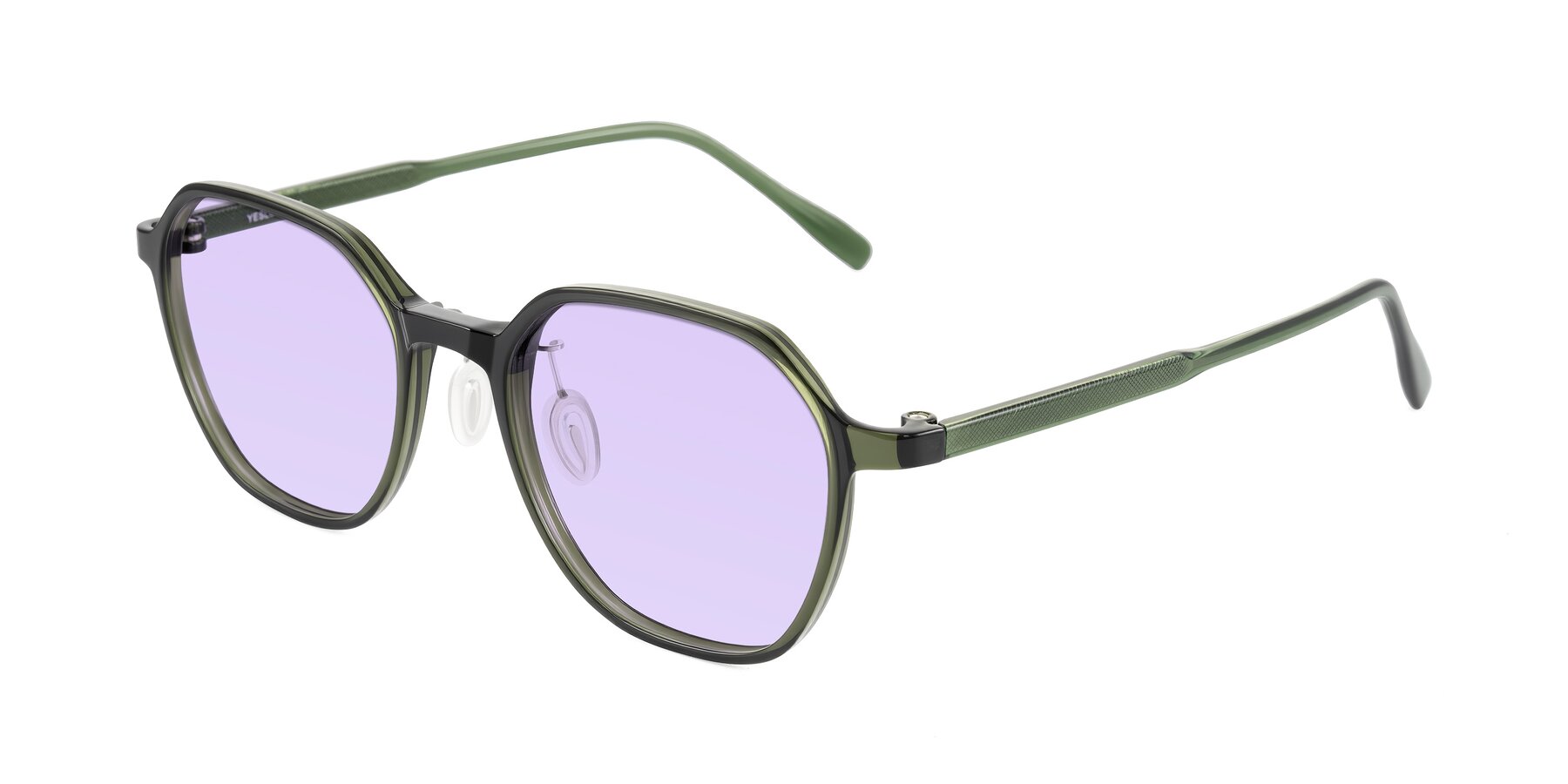 Angle of Alston in Dark Green with Light Purple Tinted Lenses