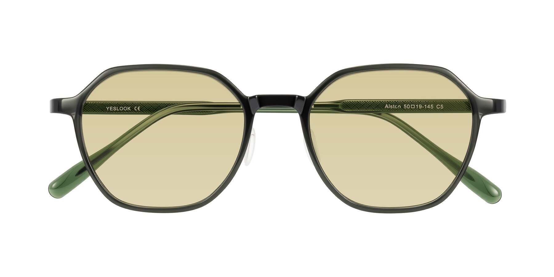 Folded Front of Alston in Dark Green with Light Champagne Tinted Lenses