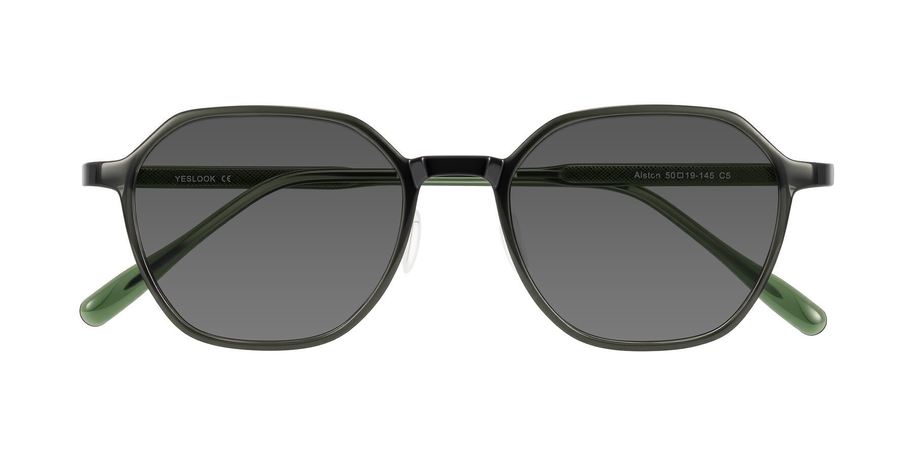 Folded Front of Alston in Dark Green with Medium Gray Tinted Lenses