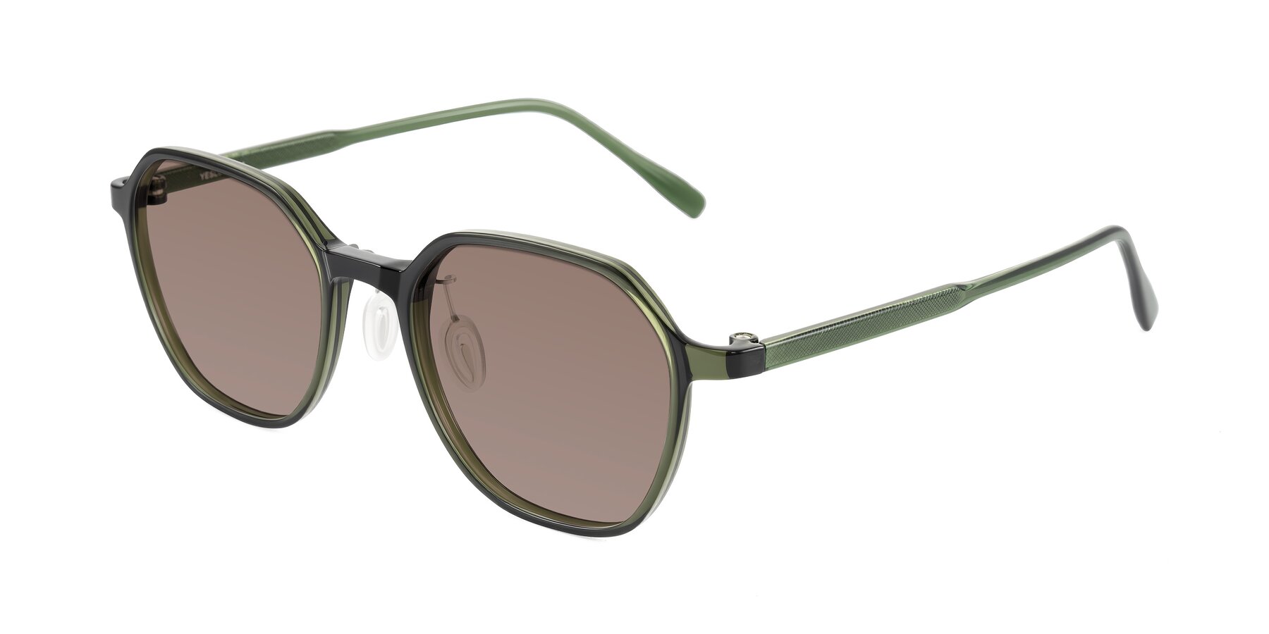 Angle of Alston in Dark Green with Medium Brown Tinted Lenses