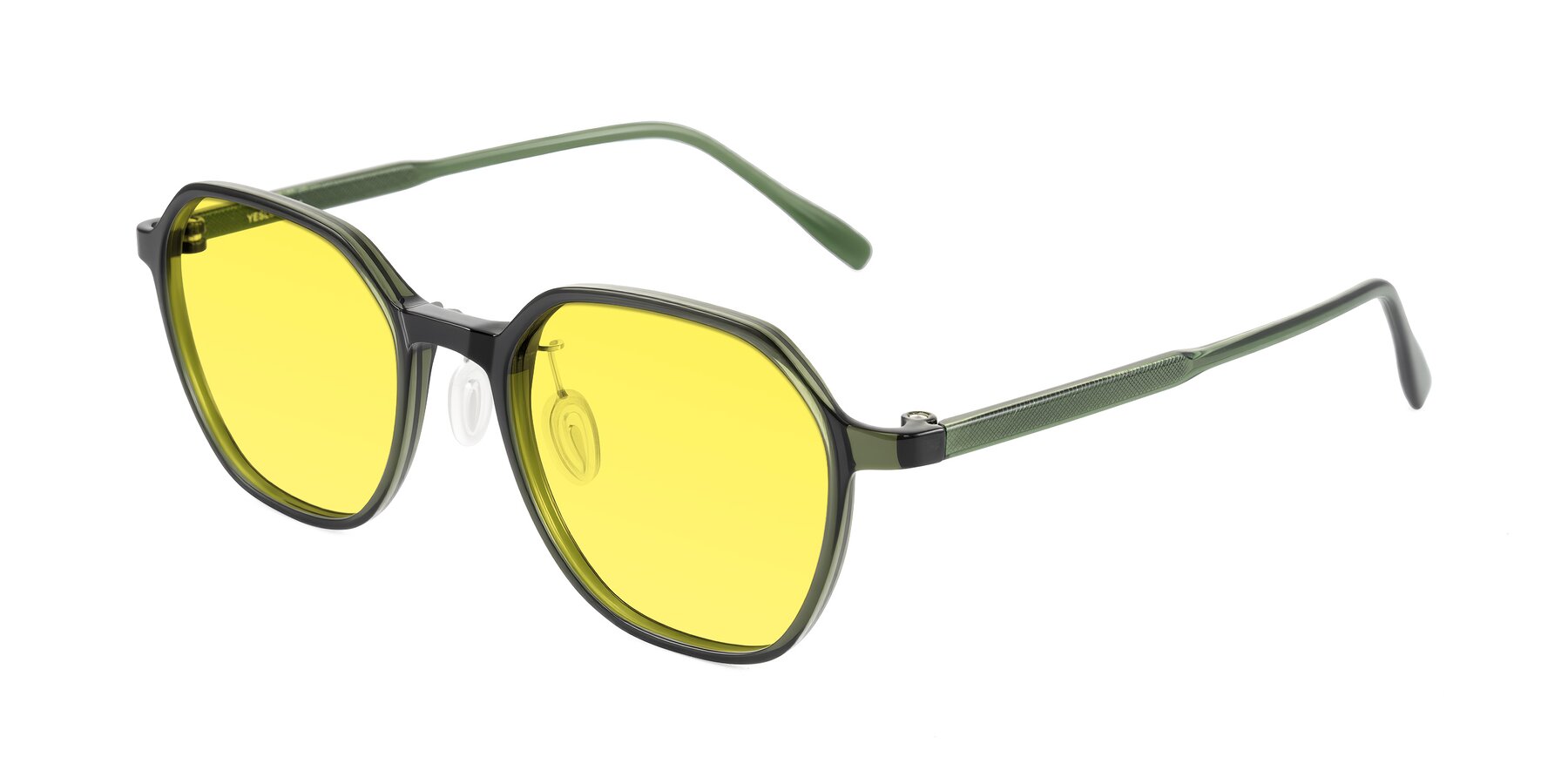 Angle of Alston in Dark Green with Medium Yellow Tinted Lenses