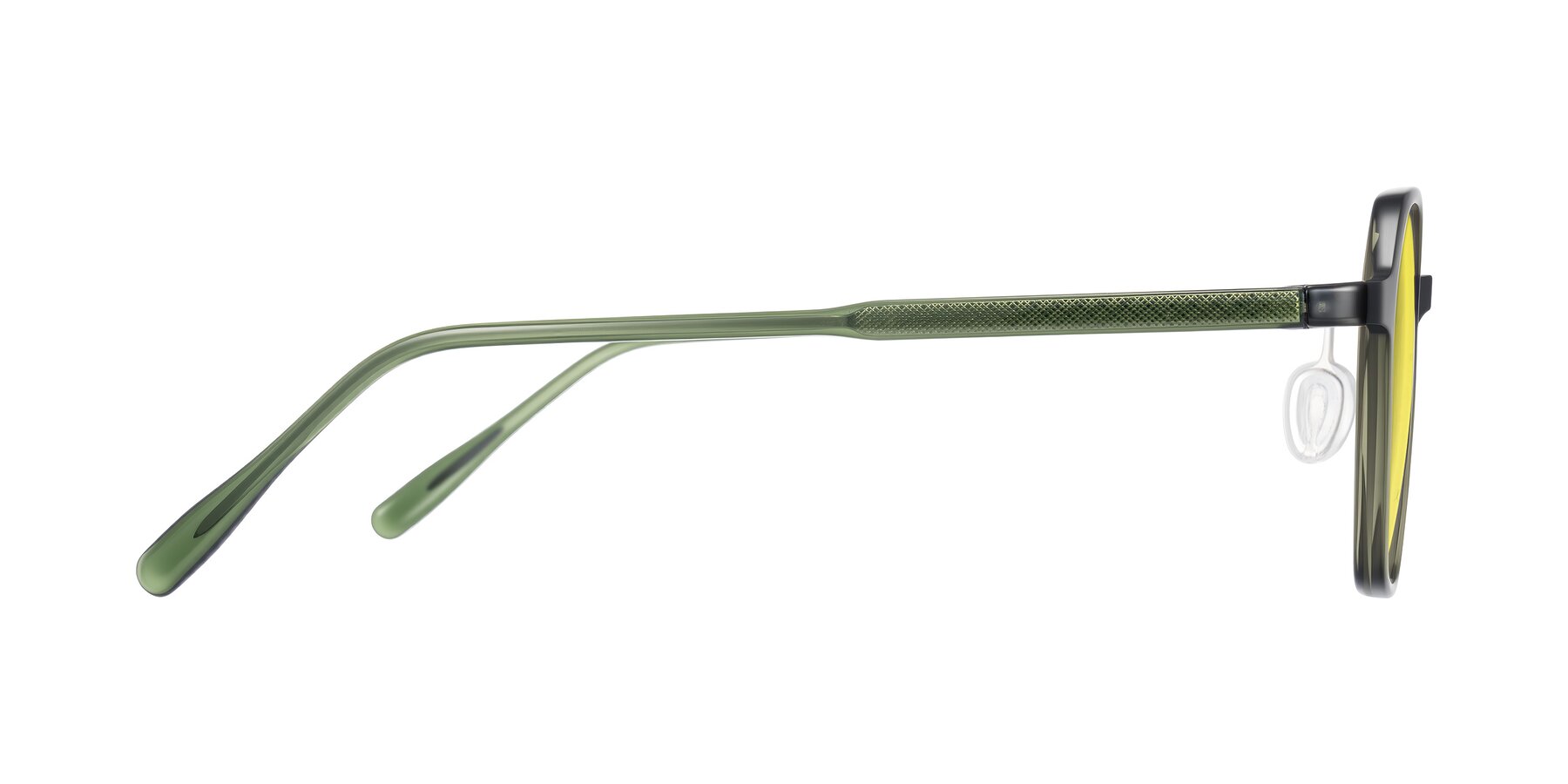Side of Alston in Dark Green with Medium Yellow Tinted Lenses