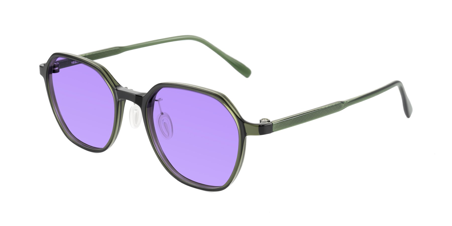 Angle of Alston in Dark Green with Medium Purple Tinted Lenses